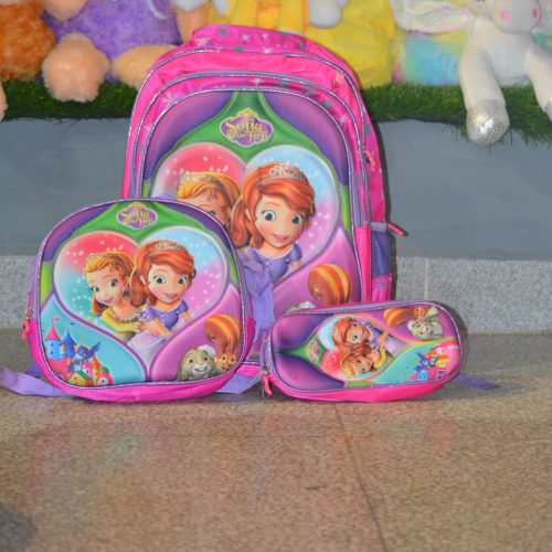 Set de mochila, lunchera y lapicera de la Princesa Sofía
