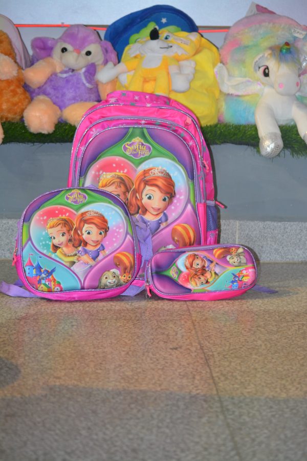Set de mochila, lunchera y lapicera de la Princesa Sofía
