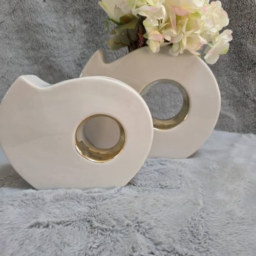 Jarrón figurativo elegante (blanco y dorado) (2 piezas)
