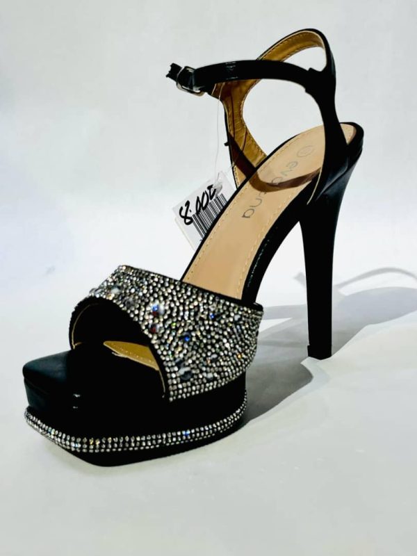 Zapatos brillantes de tacón con plataforma para mujer