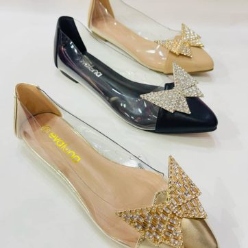 Balerinas de punta fina con hebilla de mariposa para mujer