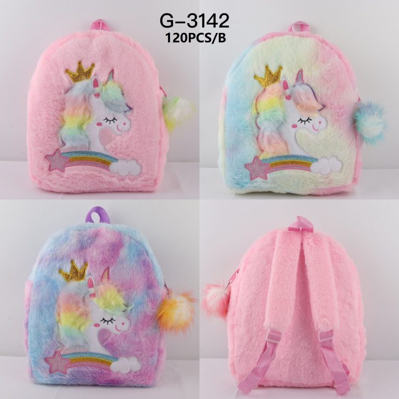 Mochila de felpa con diseño de unicornio