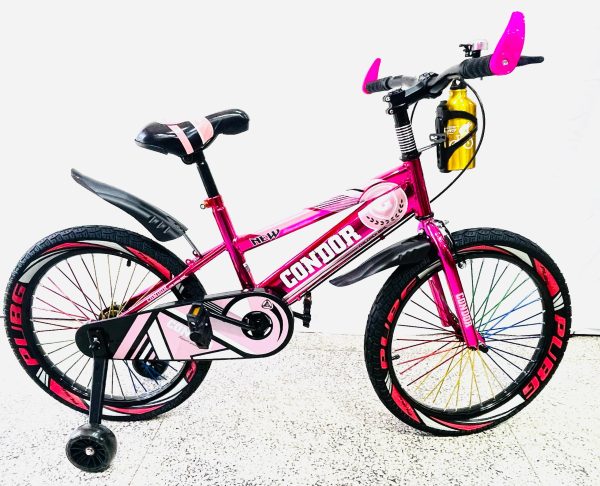 Bicicleta BMX 20" infantil con pomo de agua (rosa y negro)