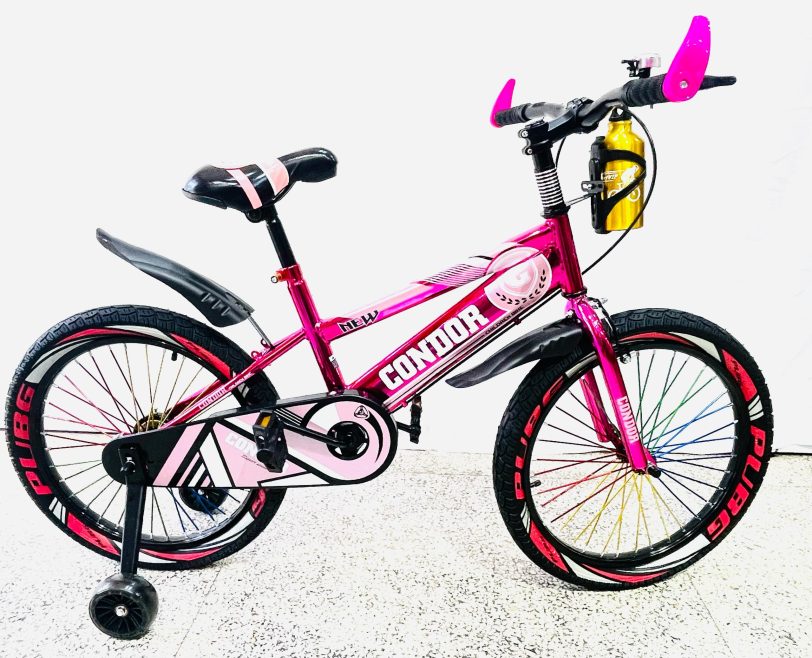 Bicicleta BMX 20" infantil con pomo de agua (rosa y negro)