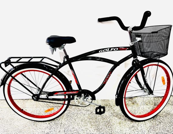 Bicicleta de paseo 26" GOLFO, con cesta, parrilla, freno trasero de maza, sillñin acolchonado