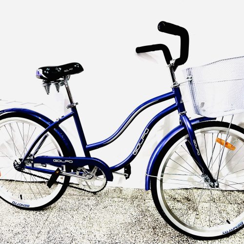 Bicicleta de paseo 24" con cesta y parrilla, freno trasero de maza