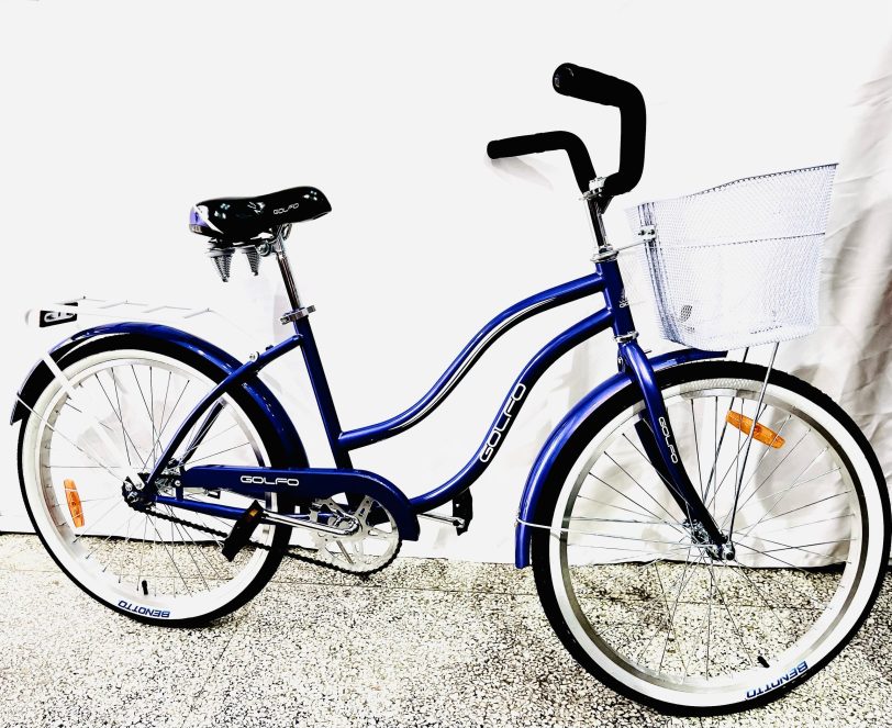 Bicicleta de paseo 24" con cesta y parrilla, freno trasero de maza