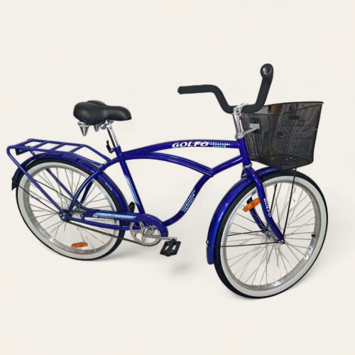 Bicicleta de paseo 24" con cesta y parrilla, freno trasero de maza