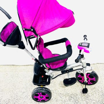 Triciclo evolutivo para niñosa, asiento giratorio con guía