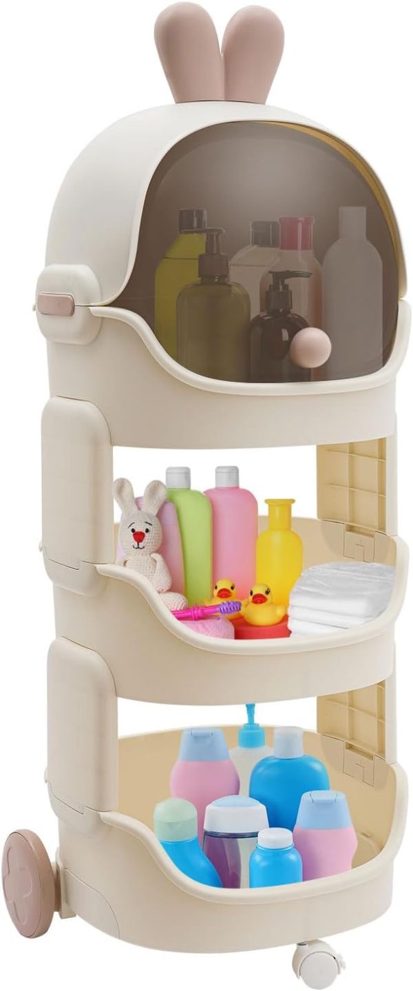 Carrito de almacenamiento rodante con ruedas, carrito de cocina de gran capacidad, carrito móvil para almacenamiento de juguetes, cuarto de servicio (3 niveles)