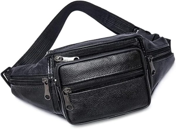 Riñonera para hombre, bolso de cuero, cintura cruzada, cinturón para el pecho