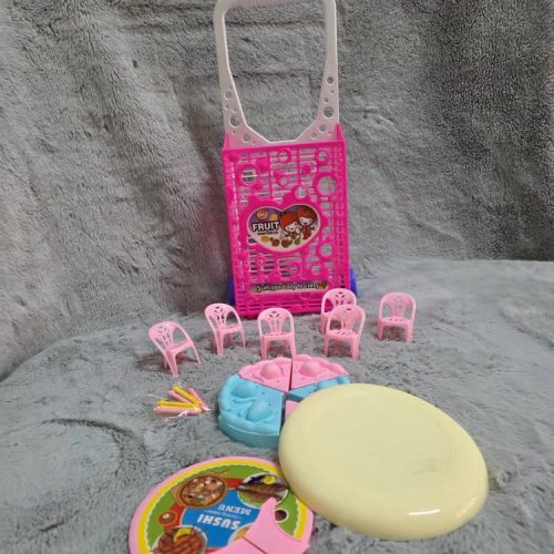 Set de carrito de compras con sillas de postres de juguete