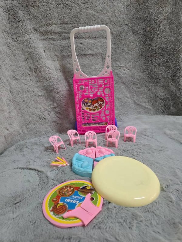 Set de carrito de compras con sillas de postres de juguete