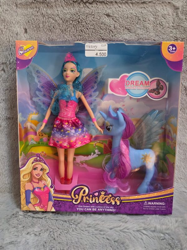 Muñeca hada con unicornio con alas (+3 años)