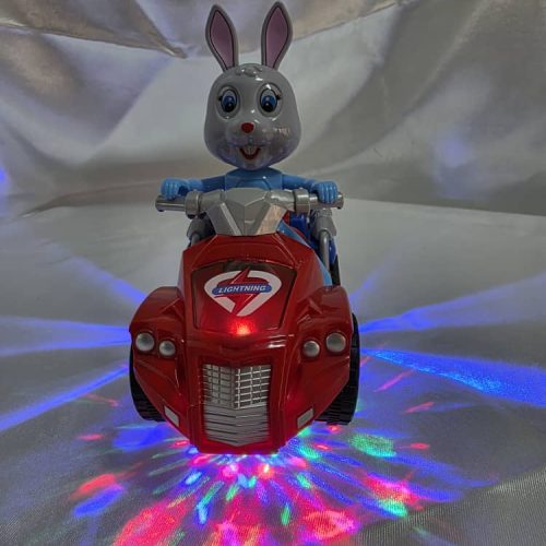 Coche de juguete transformable, coche de conejo deformable con luz y música, juguete eléctrico universal con forma de conejo para niños.