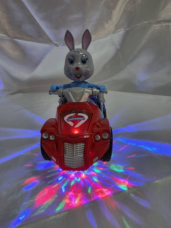 Coche de juguete transformable, coche de conejo deformable con luz y música, juguete eléctrico universal con forma de conejo para niños.