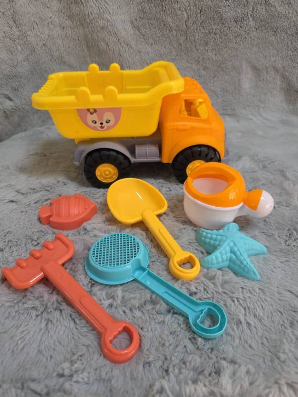 Juguetes de playa - Camión volquete de playa para niños con camión de arena, cubo de playa, pala de arena, moldes de arena, juguetes de playa para niños pequeños
