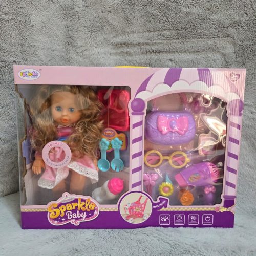 Muñeca con carrito de compras y set de peluquería (+3 años)
