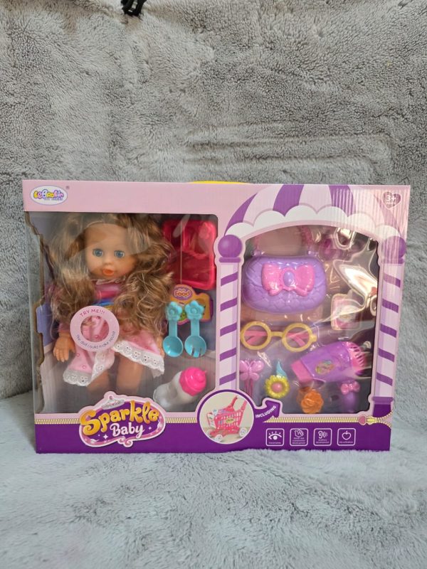 Muñeca con carrito de compras y set de peluquería (+3 años)