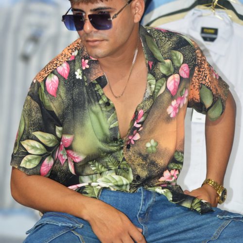 Camisa playera estampada de hojas para hombre, camisa para el verano