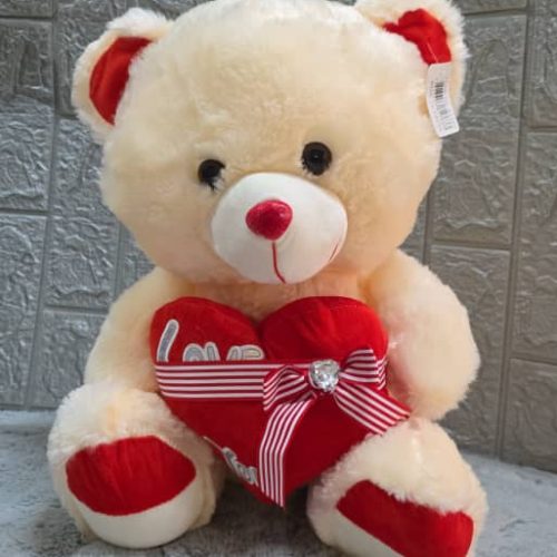 Oso de peluche San Valentín de 38 cm con un corazón rojo con la inscripción "Te amo"