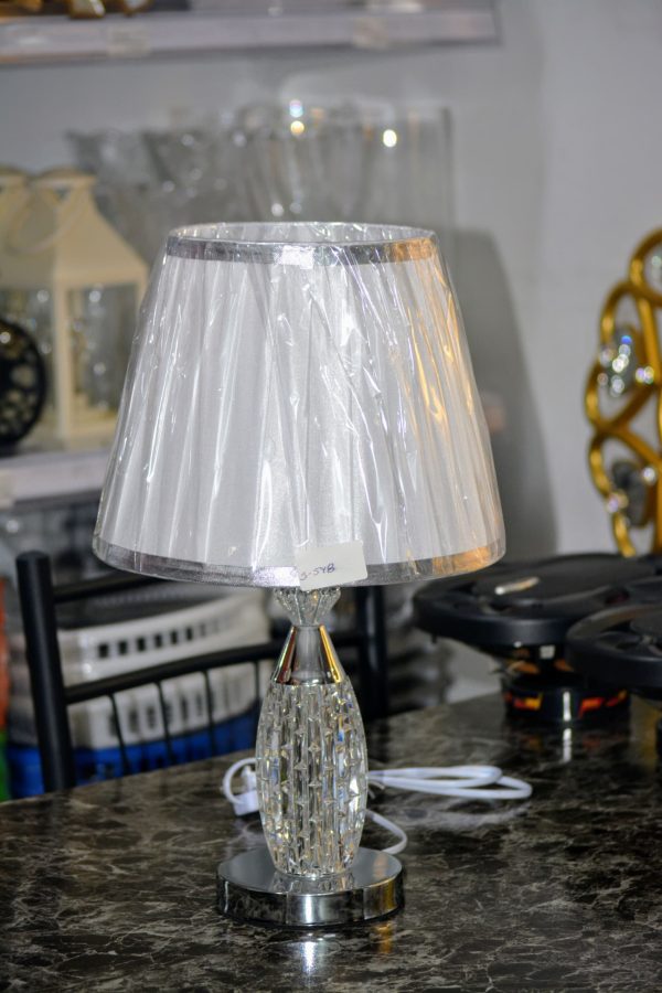Lámpara de noche con base de cristal, 45cm alto
