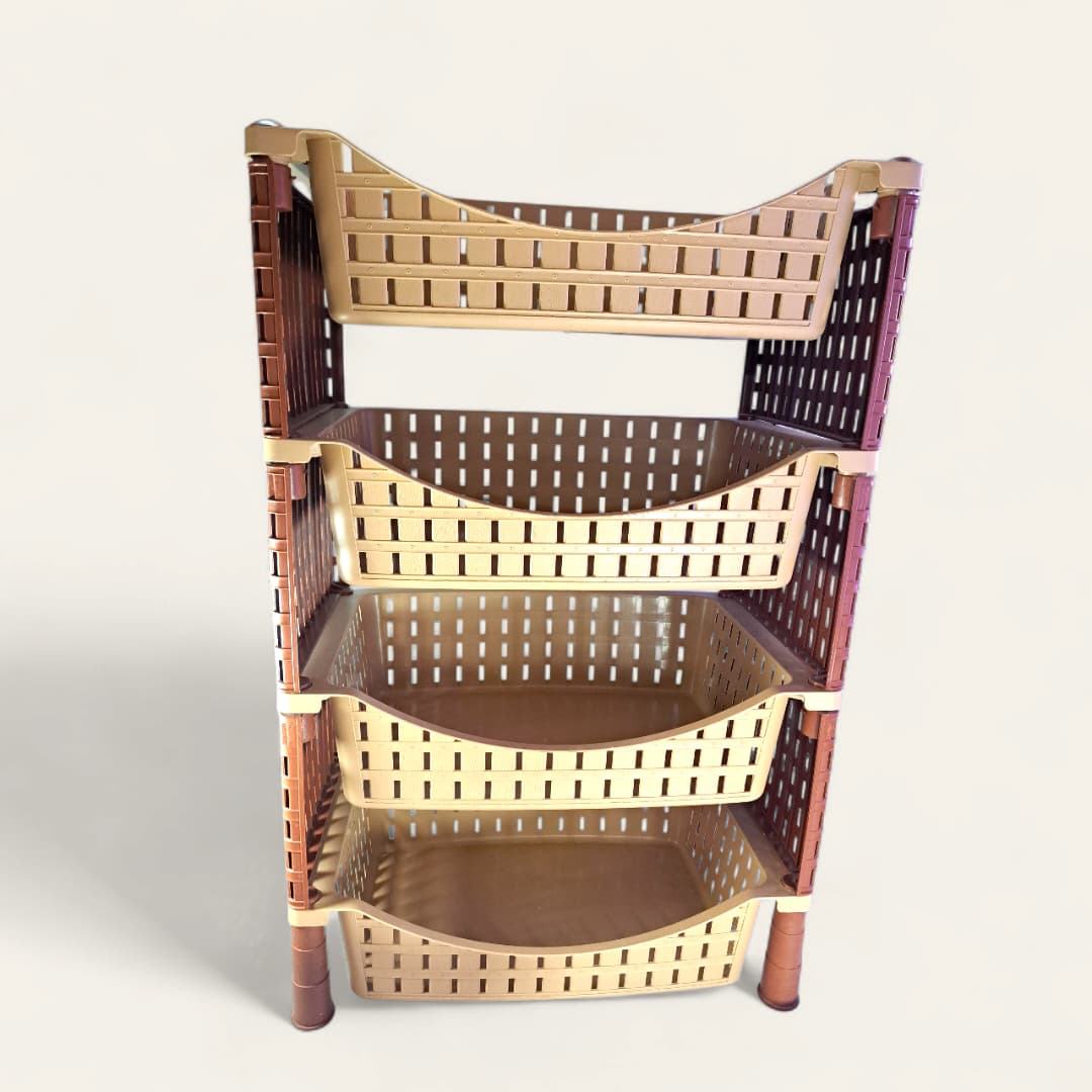 Estantería de 4 niveles para frutas y verduras, cesta de almacenamiento, organizador de cocina para el hogar