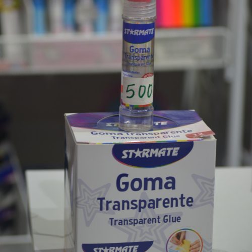 Pegamento transparente de uso escolar o de oficina, ideal para pegar papel, cartón, goma eva, entre otros materiales.