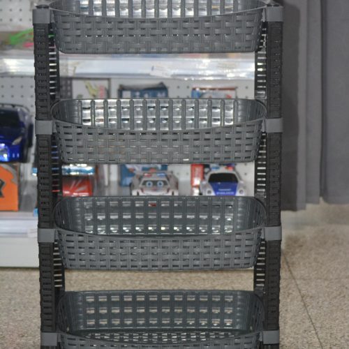 Estantería de 4 niveles para frutas y verduras, cesta de almacenamiento, organizador de cocina para el hogar gris