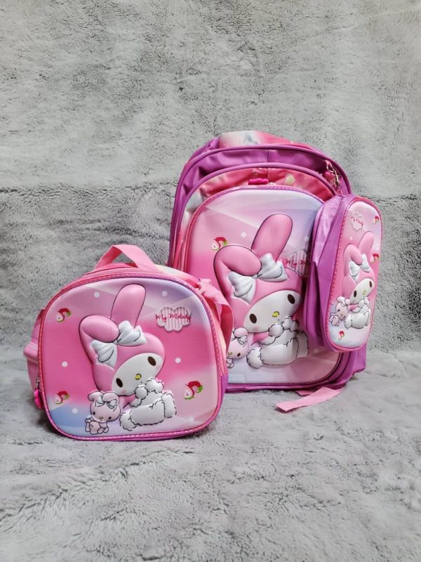 Mochila escolar + lonchera y lapicera con diseño de My Melody