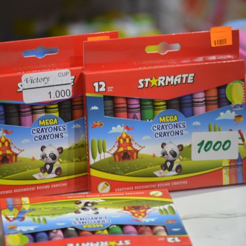 Caja de crayones de cera redondos, 12 unidades