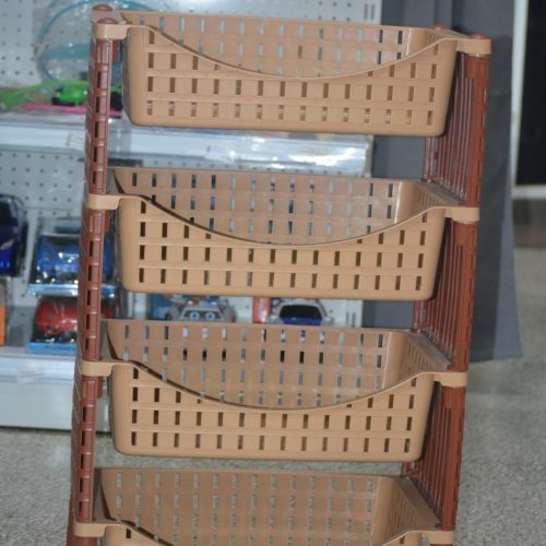 Estantería de 4 niveles para frutas y verduras, cesta de almacenamiento, organizador de cocina para el hogar (carmelita)