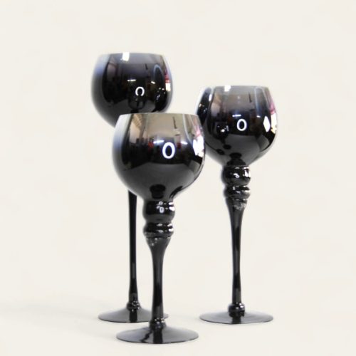 Serie Copa del Fundador, Deep Ocean Black, Vino Tinto con Tallo Trenzado