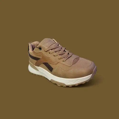Zapatillas deportivas camel para mujer con cordones