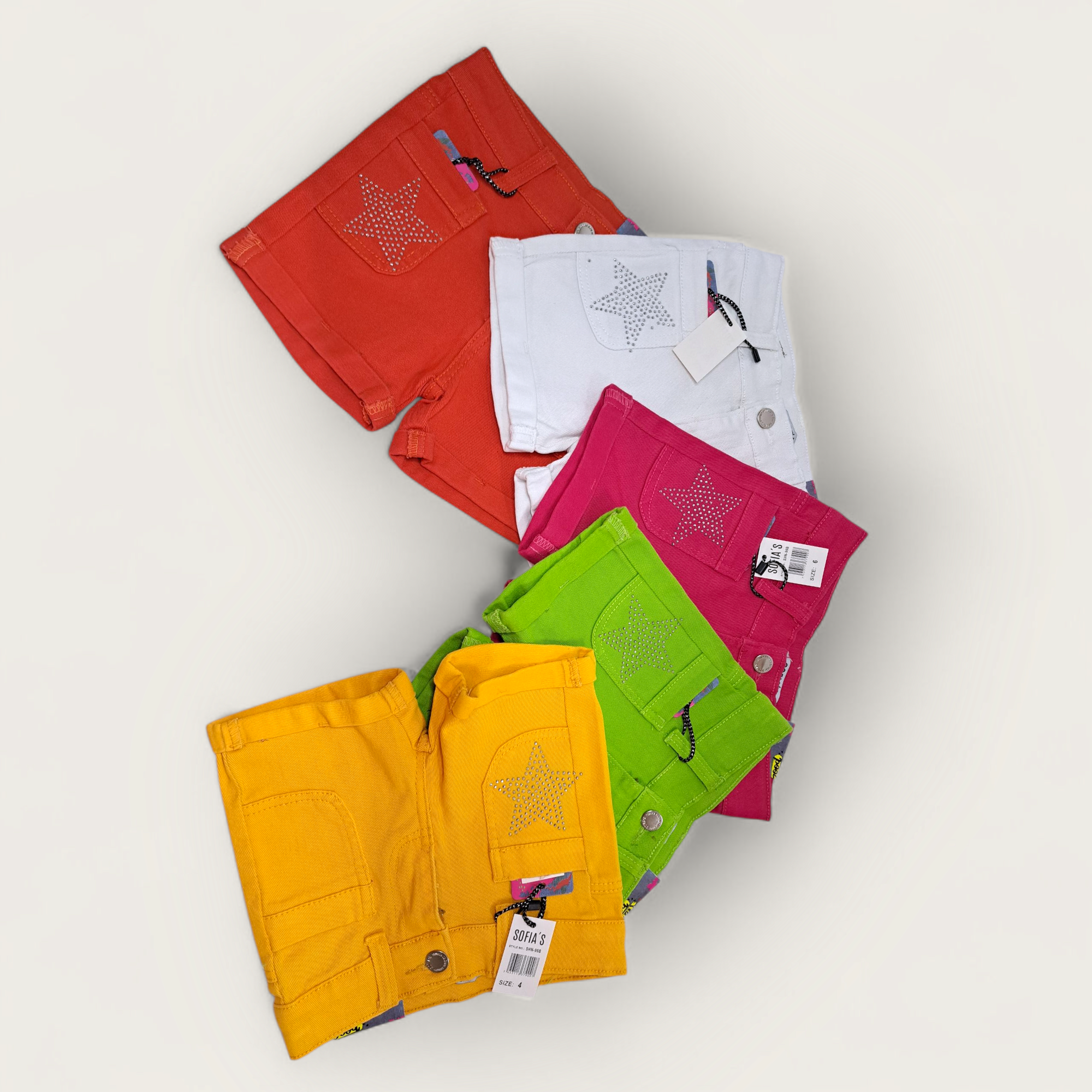 Chor corto de faja alta para mujer con estrella brillante