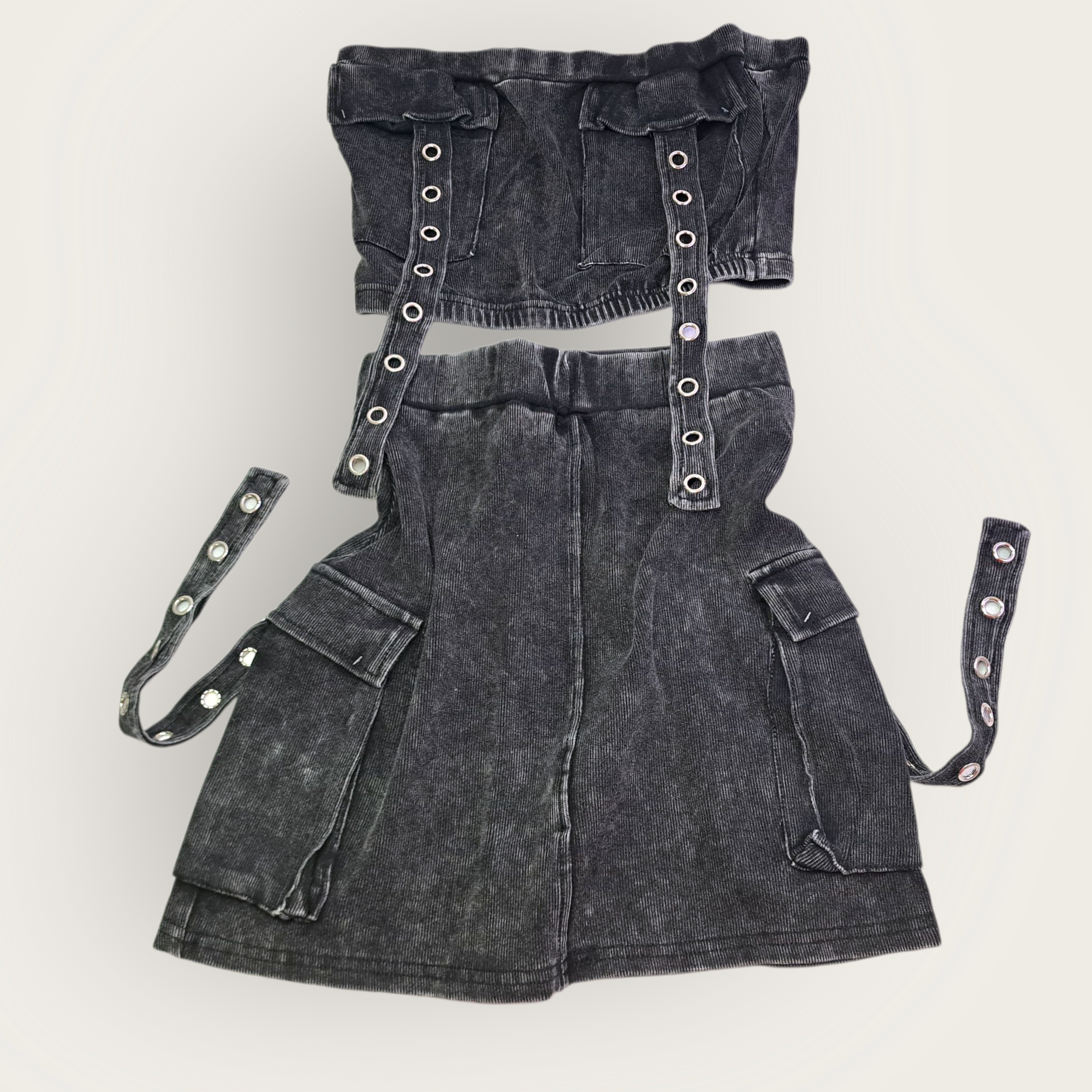 Set de blusa y falta con bolsillos