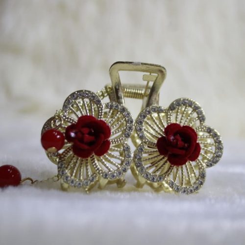 Pinzas para cabello con diseño de flores doradas con diamantes