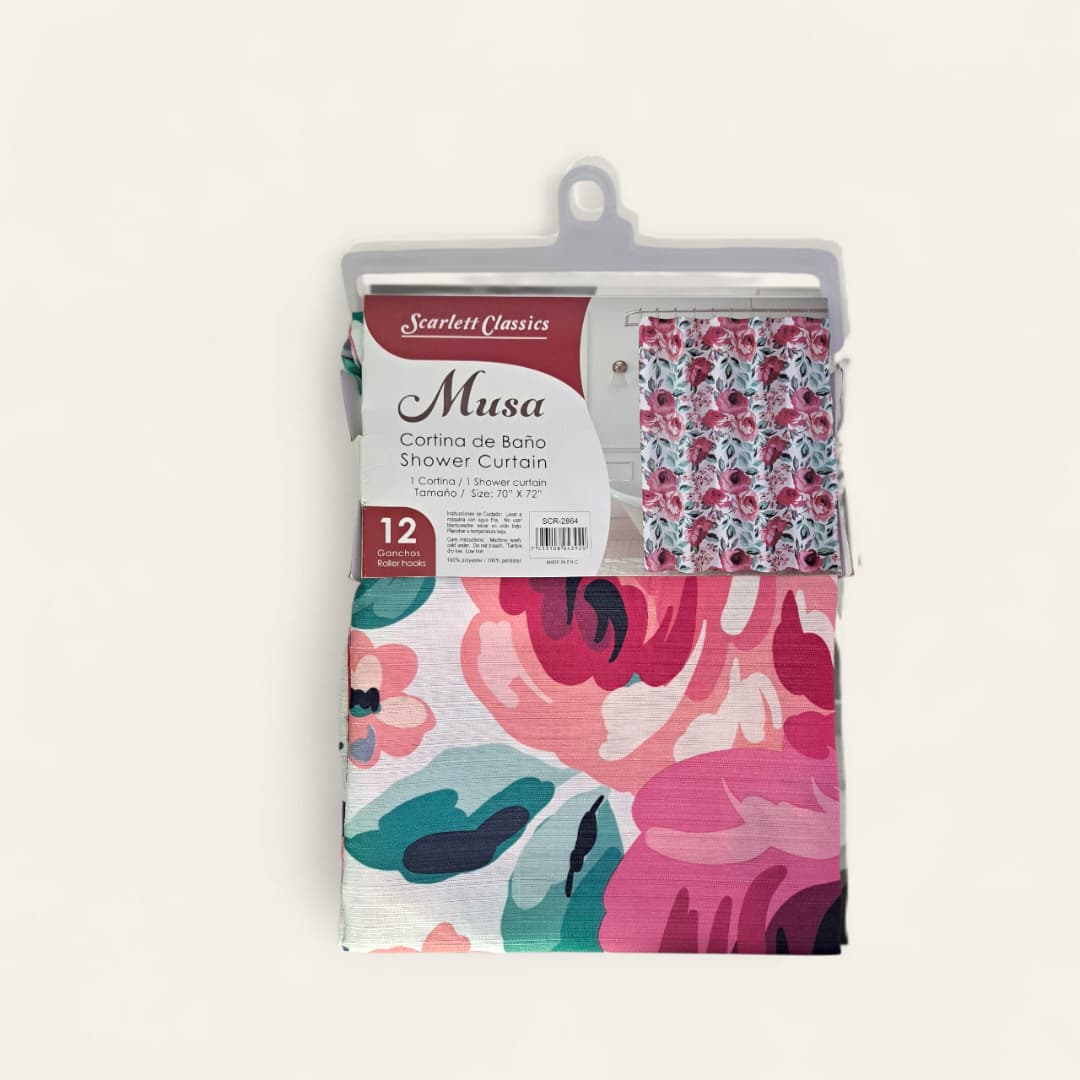 Cortina de baño. 70 x 72 pulgadas (178 cm x 182 cm). Poliéster. Incluye 12 ganchos para la instalación. - Imagen 4