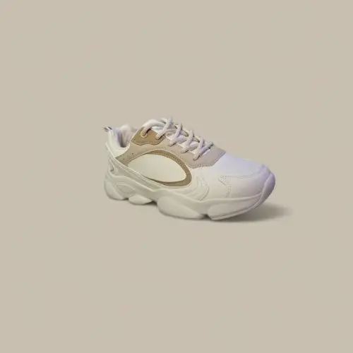 Zapatillas deportivas beige para mujer con cordones