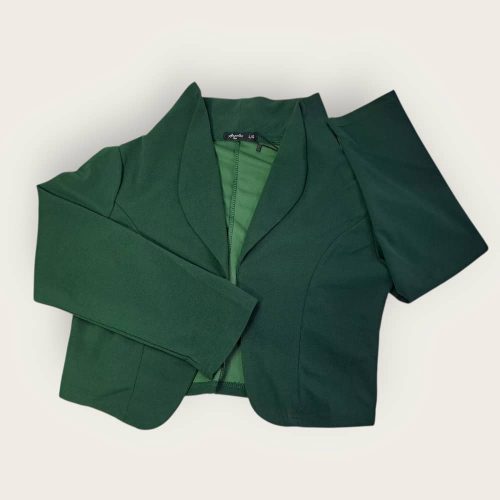 Chaqueta blazer corta informal de negocios para mujer de con cuello de solapa y abertura frontal