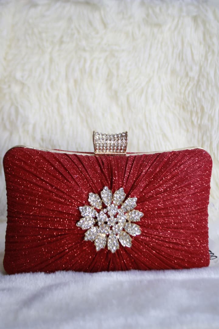 Cartera de noche de colores brillantes y broche con diseño de flor de diamantes - Imagen 2
