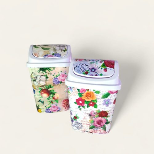 Bote de basura de plástico con tapa oscilante