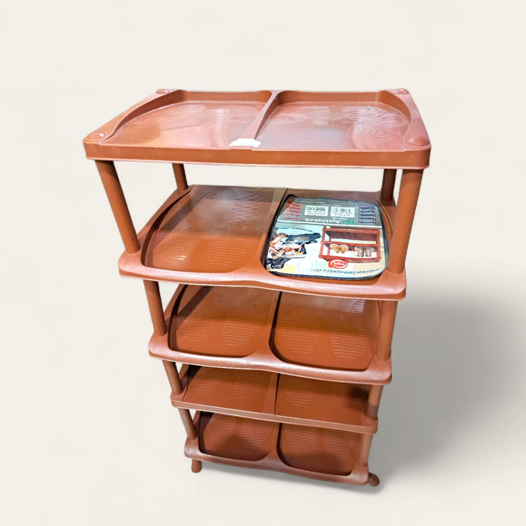 Estante zapatera de 5 niveles, plástico, color marrón