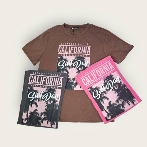 Camisetas de mangas medias con estampados California