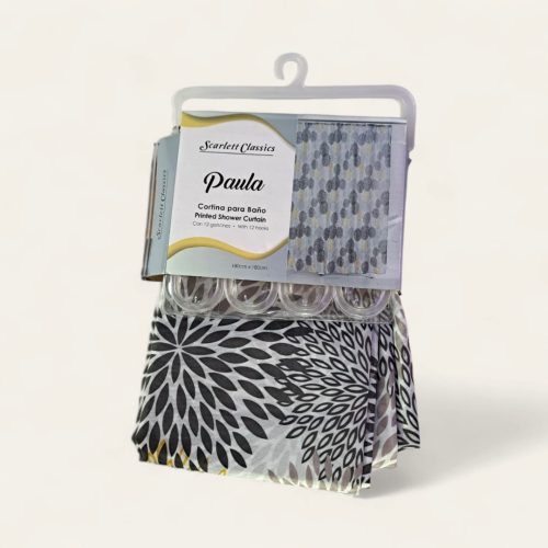 Juego de cortina de baño sencillo con aros