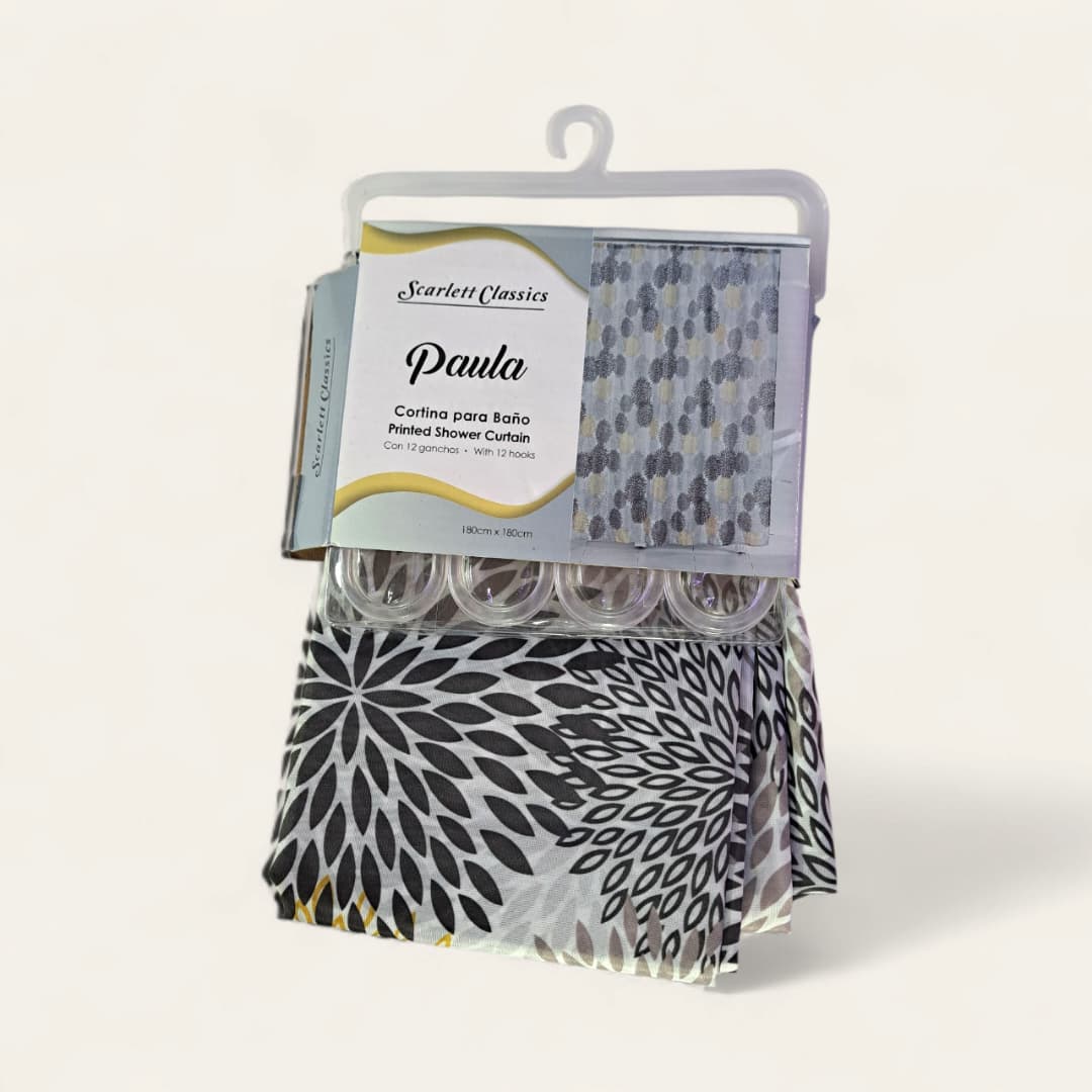 Juego de cortina de baño sencillo con aros