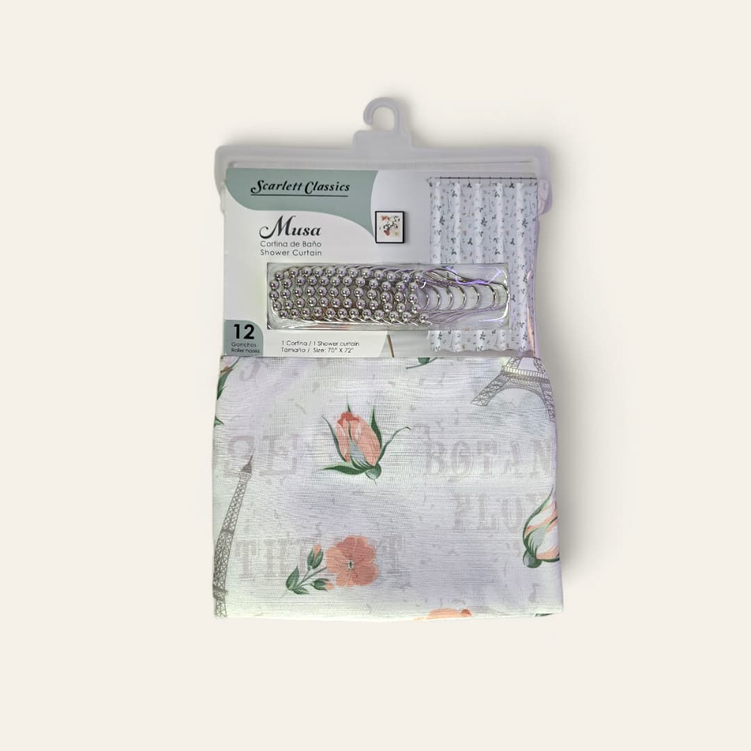 Juego de cortina de baño sencillo con aros - Imagen 2