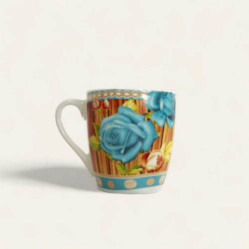 Taza de cerámica con un patrón floral. (1u)