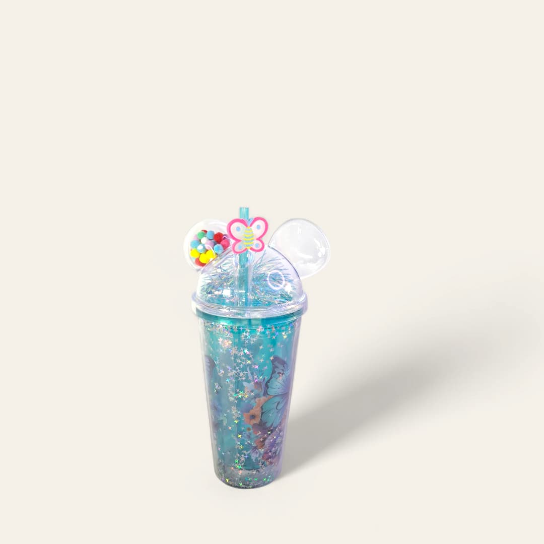 Vaso con luz LED y popote, vaso luminoso