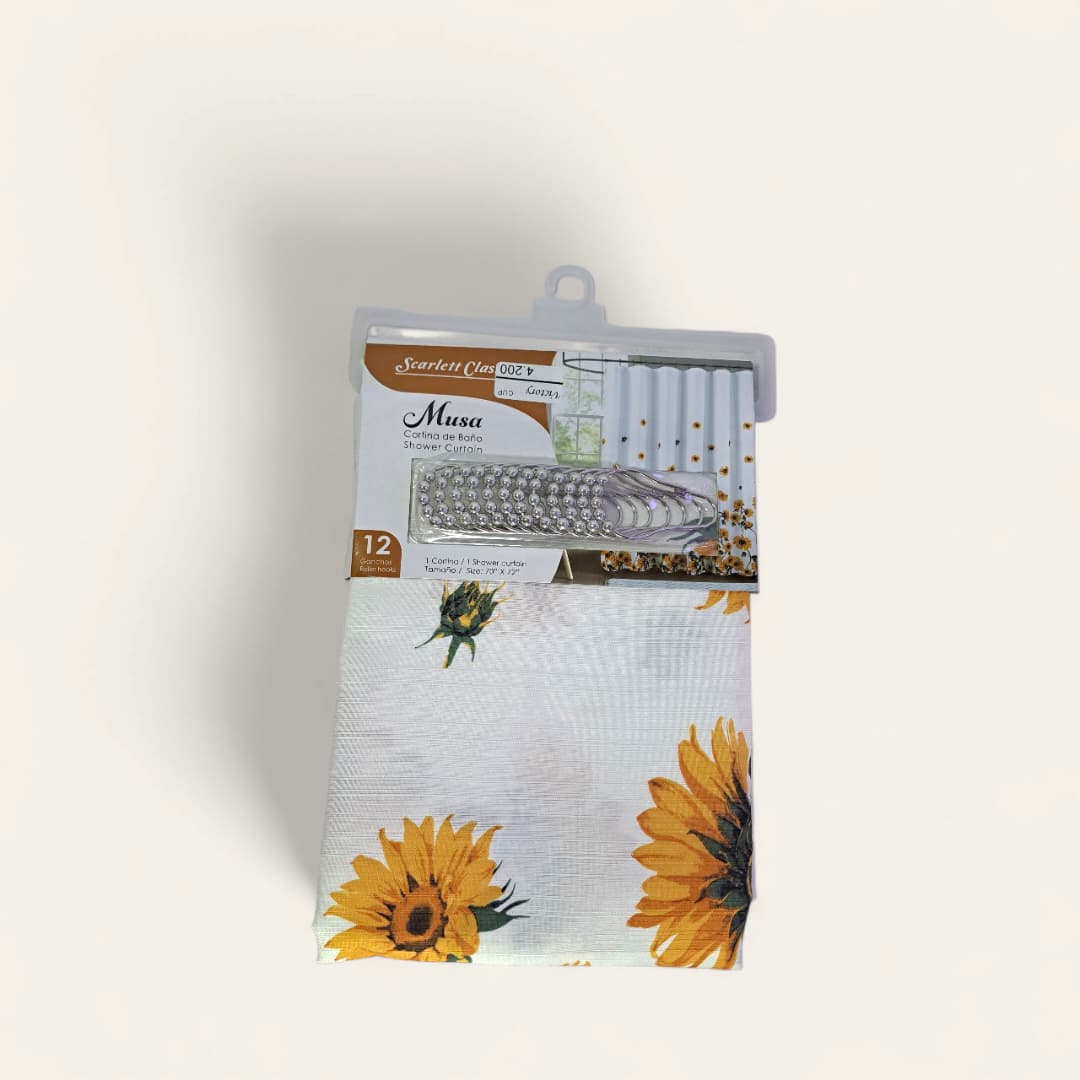 Cortina de baño. 70 x 72 pulgadas (178 cm x 182 cm). Poliéster. Incluye 12 ganchos para la instalación. - Imagen 2